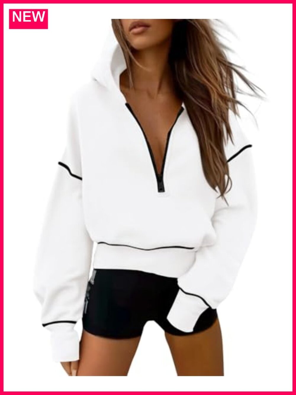 PRETTYGARDEN Half Zip Cropped Hoodie Sweatshirt Fleece Lined Pullover